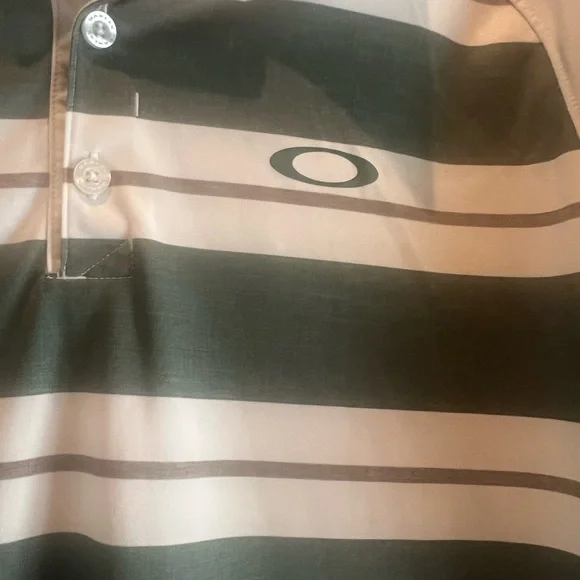 Oakley Large Green and White Striped Polo Shirt - Picture 2 of 6